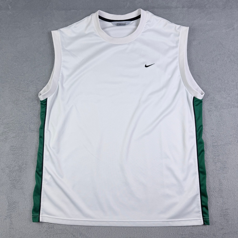 Nike Mens XXL White Green Mesh Sleeveless Athletic Training Tank Top U6NAY